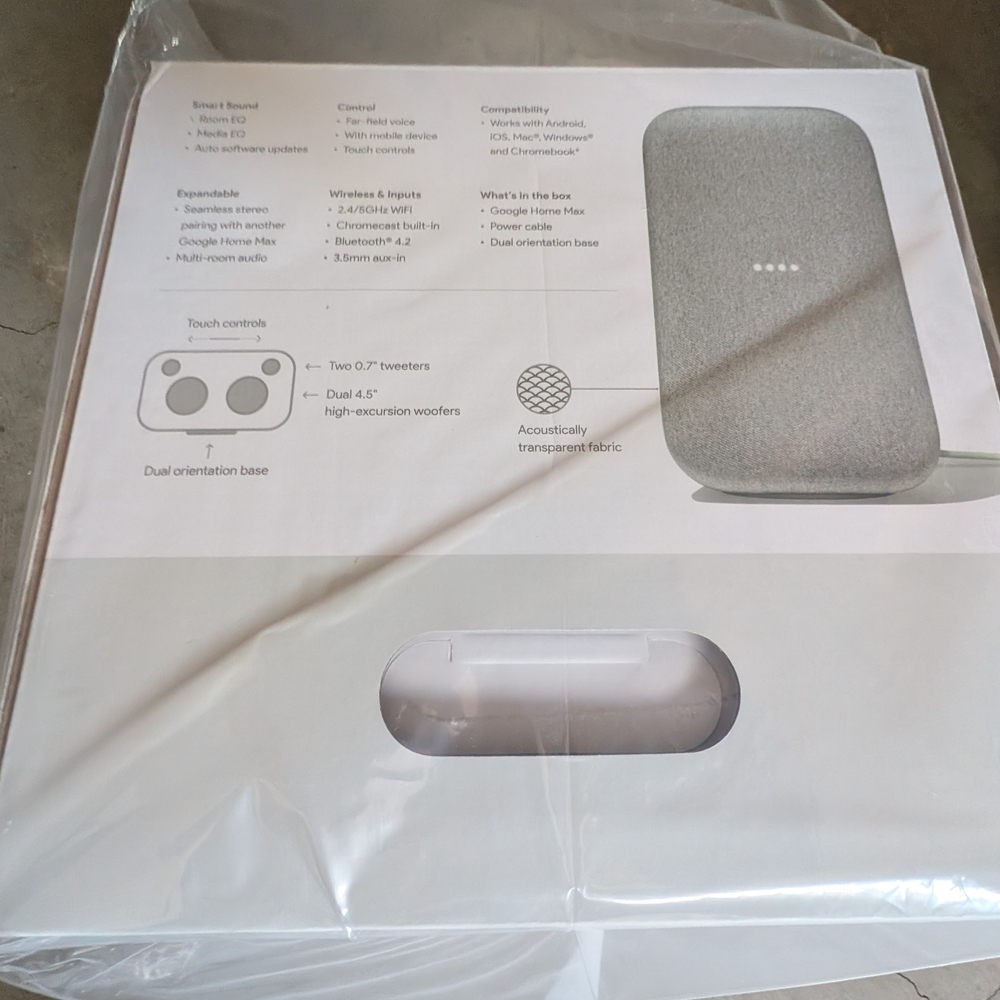 Unopened Box-Google Home Max Speaker - Picture 2 of 4